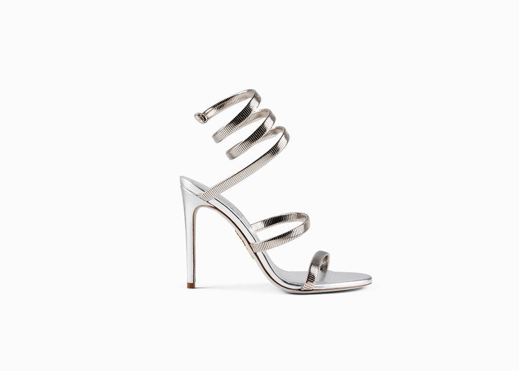 Cleo Coiled Snake Sandal Silver