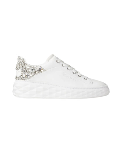 SALE Diamond Maxi Crystal Embellished Sneaker White was $1895